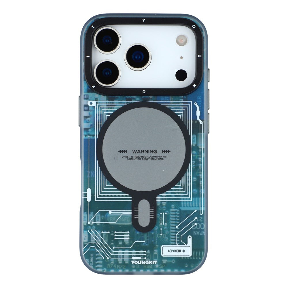 iPhone 17 Pro YOUNGKIT Case, Technology Series Matte Finish Cover with Magsafe - Blue